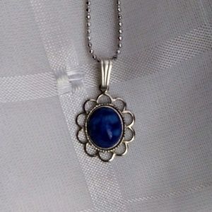 Lapis flower filigree pendant